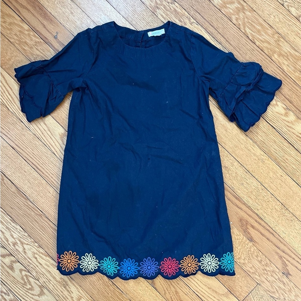 CrewCuts J.crew Navy Dress Floral Flower Ruffle 5